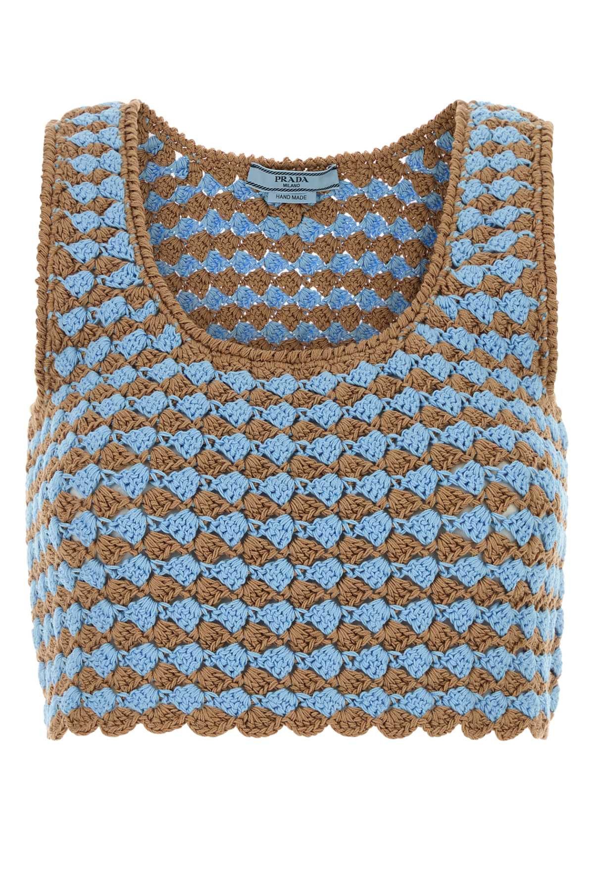 PRADA Two-Tone Crochet Crop Top