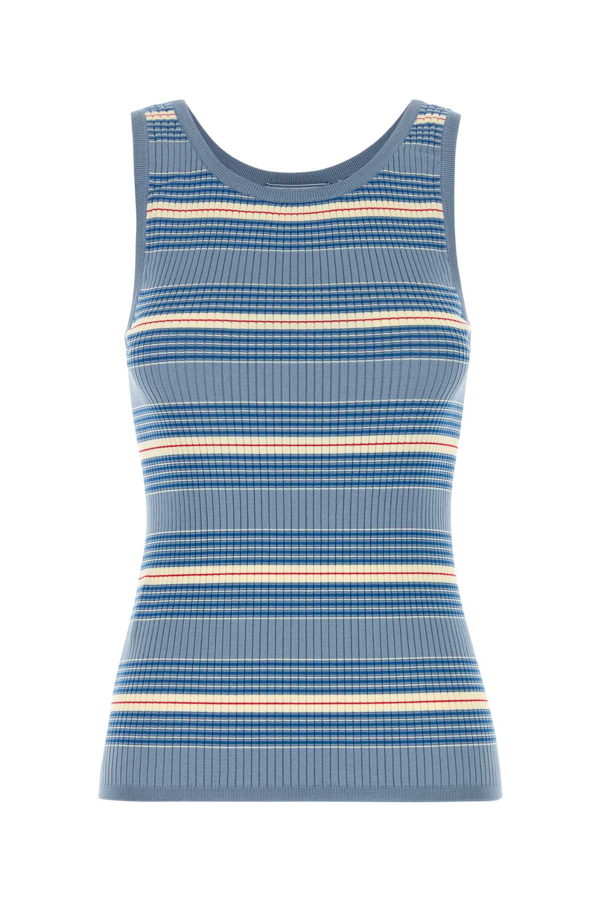 PRADA Embroidered Stretch Cotton Blend Tank Top