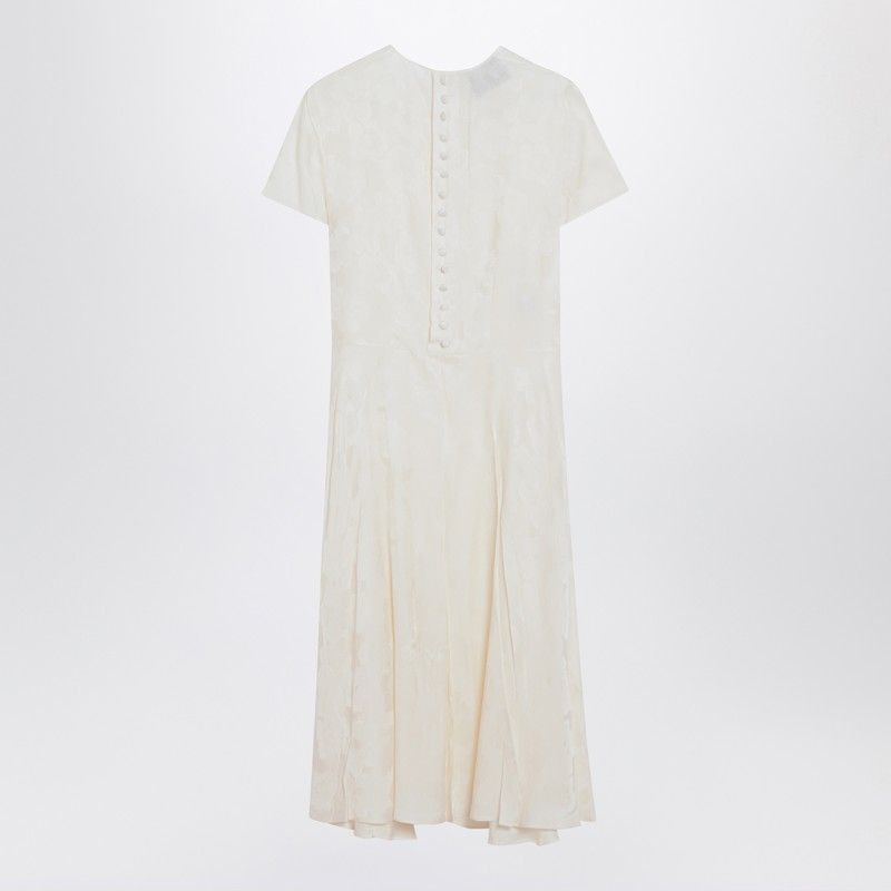PRADA Elegant Round-Neck Dress in Damask Silk Blend