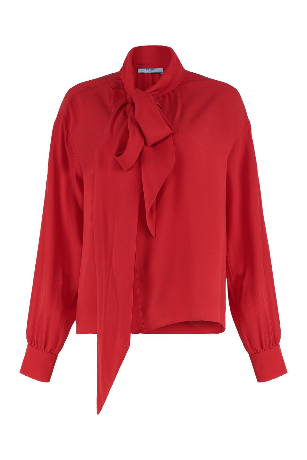 PRADA Elegant Silk Blouse with Front Bow Fastening