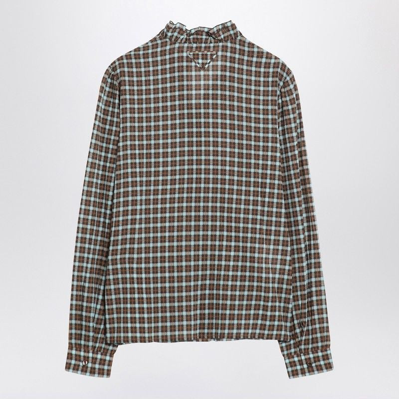 PRADA Check-Patterned Silk Blend Shirt for Women