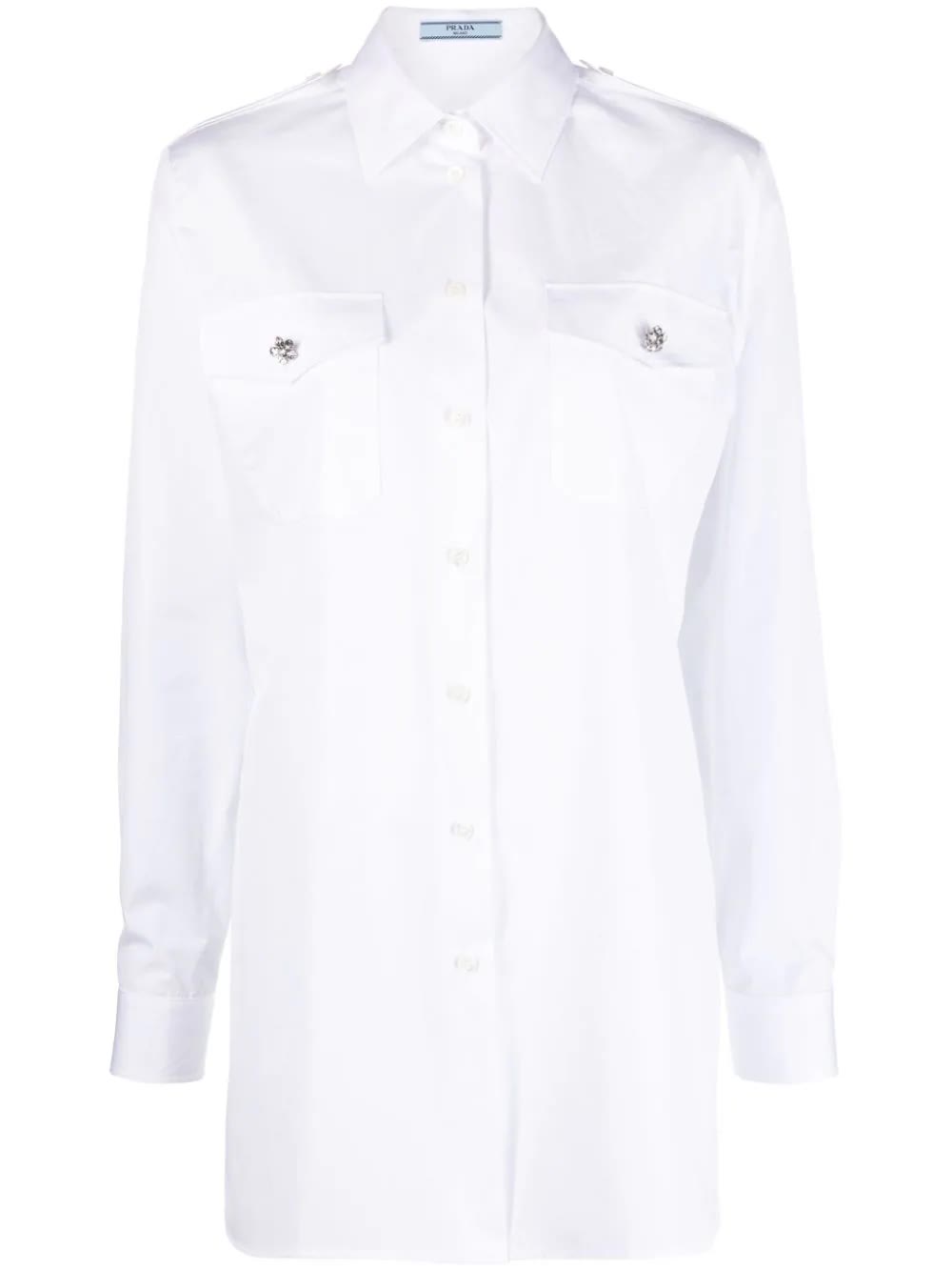 PRADA Crystal-Button Mini Cotton Shirt