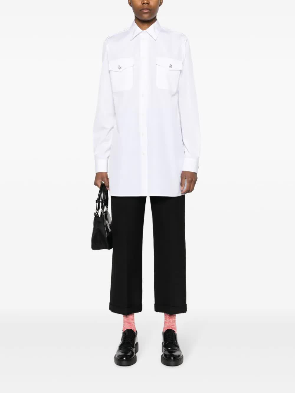 PRADA Crystal-Button Mini Cotton Shirt