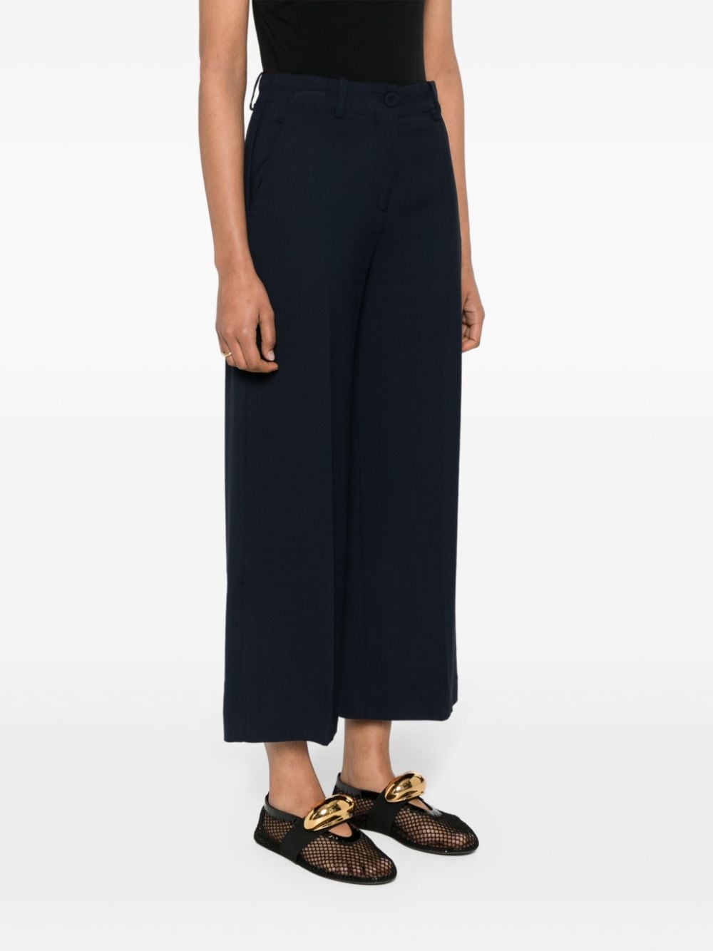 ERIKA CAVALLINI Wide-Leg Trousers with Belt Loops and Pressed Crease