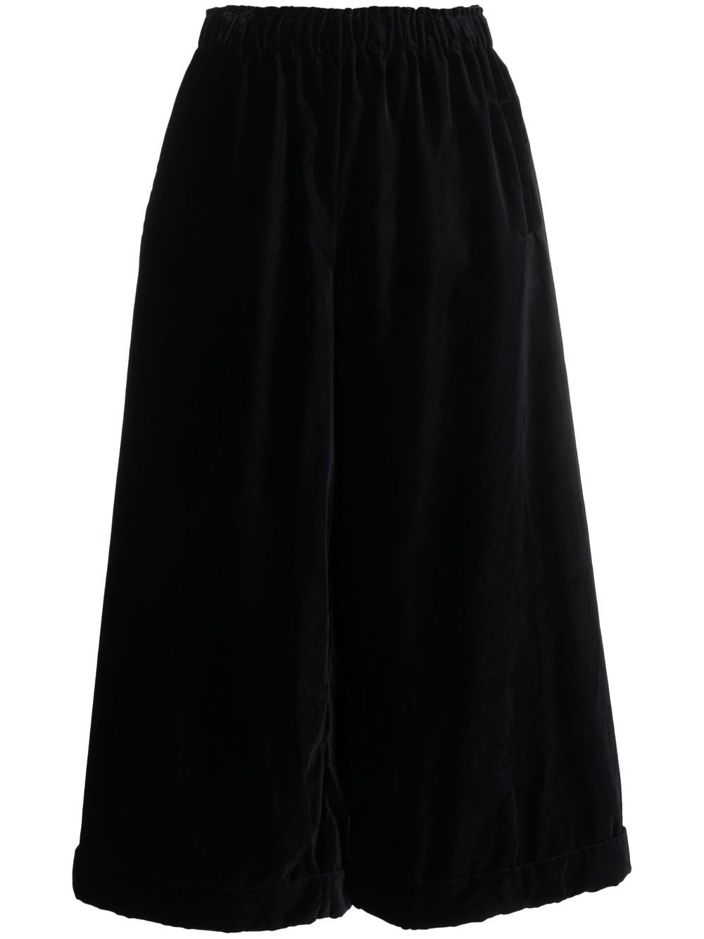 DANIELA GREGIS Cotton Pajama Trousers with Cropped Wide Leg