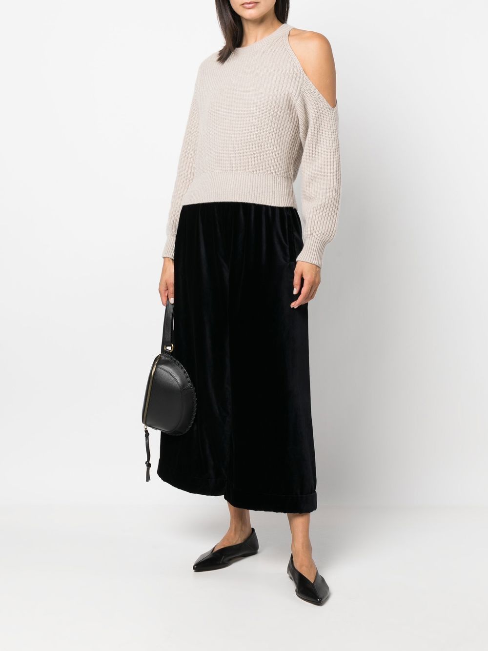 DANIELA GREGIS Cotton Pajama Trousers with Cropped Wide Leg