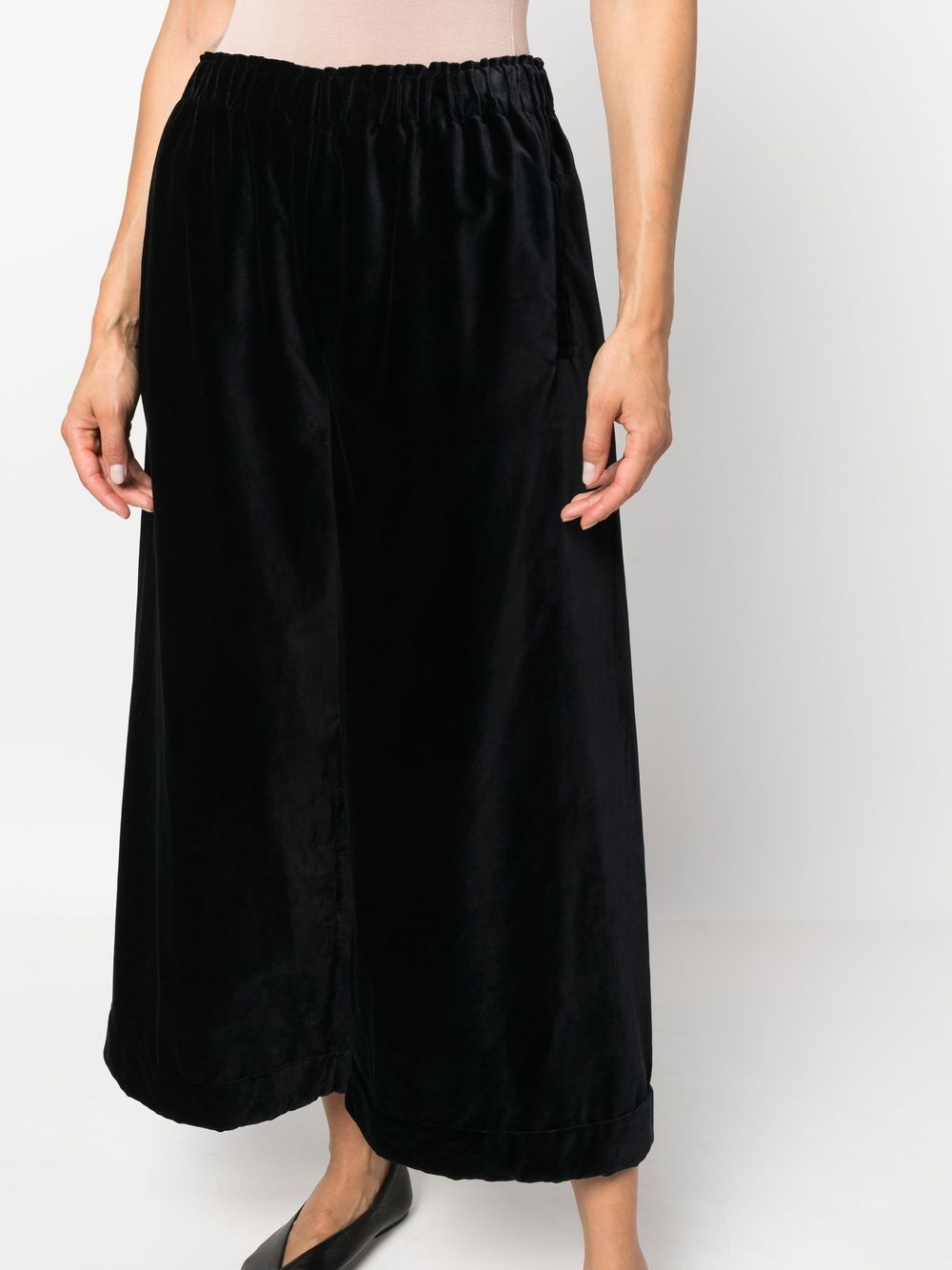 DANIELA GREGIS Cotton Pajama Trousers with Cropped Wide Leg