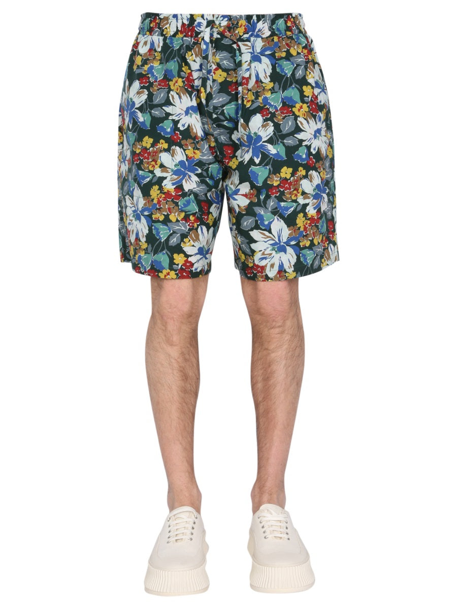 YMC Men's Floral Print Bermuda Shorts