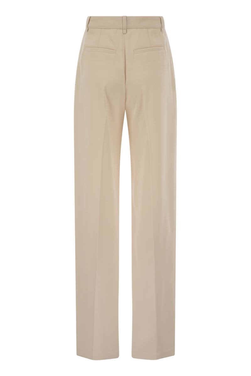 ELISABETTA FRANCHI Crepe Trousers with Contrast Stitching