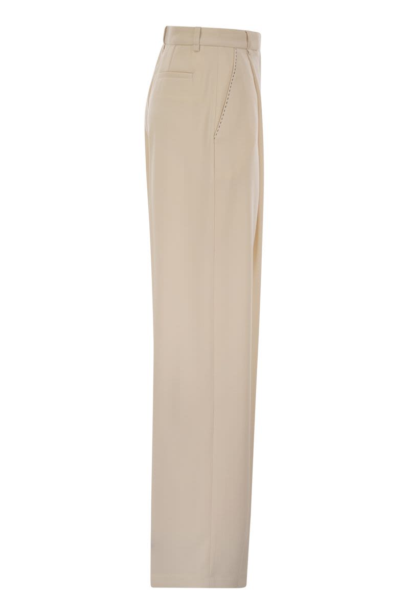 ELISABETTA FRANCHI Crepe Trousers with Contrast Stitching