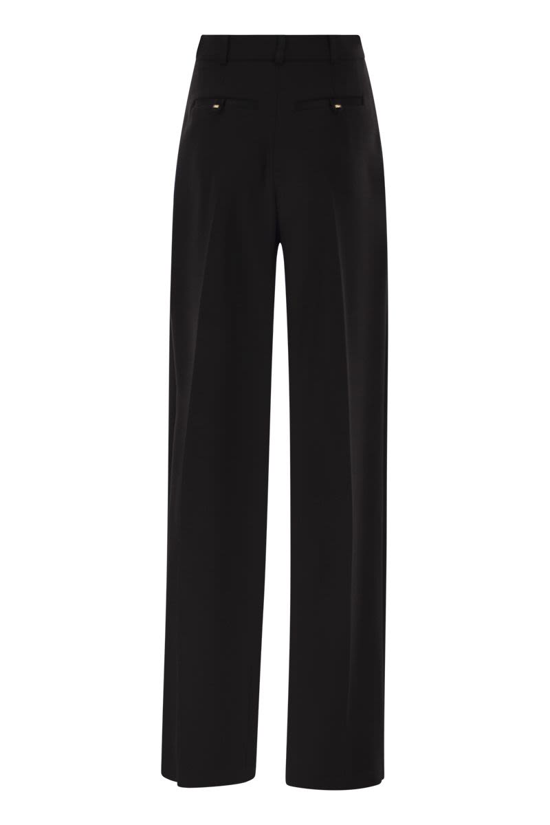 ELISABETTA FRANCHI Tailored Crepe Trousers with Satin Details