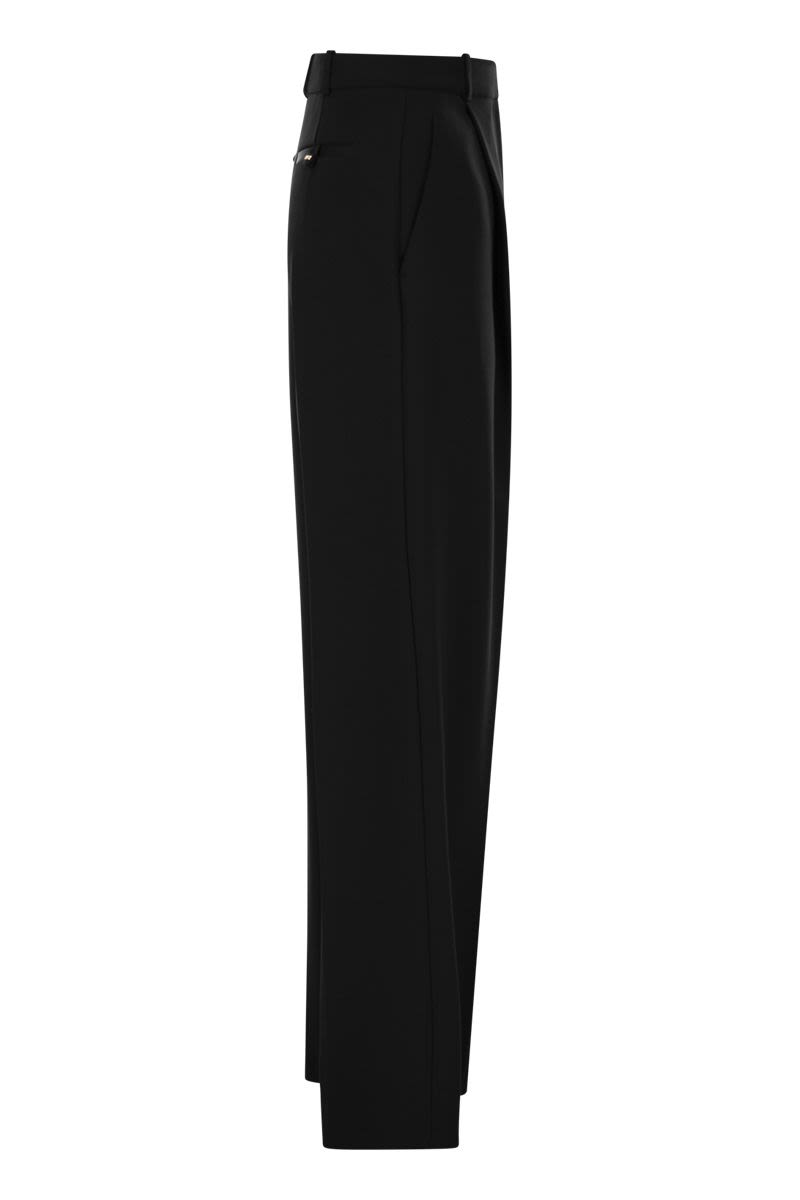 ELISABETTA FRANCHI Tailored Crepe Trousers with Satin Details