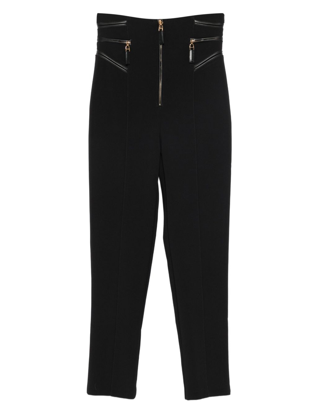 ELISABETTA FRANCHI Ankle-Length Crepe Trousers with Decorative Zip Details