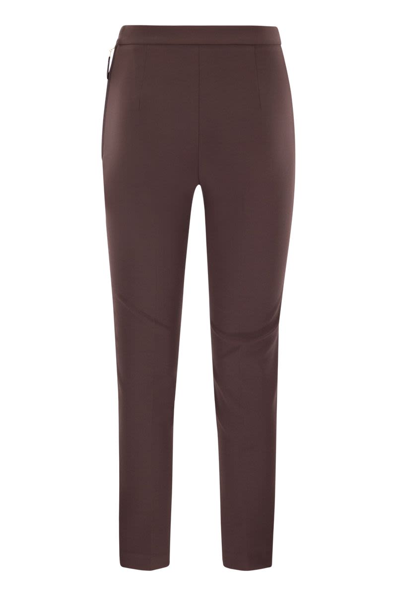 ELISABETTA FRANCHI Slim-Fit Double Crepe Trousers with Ankle Length