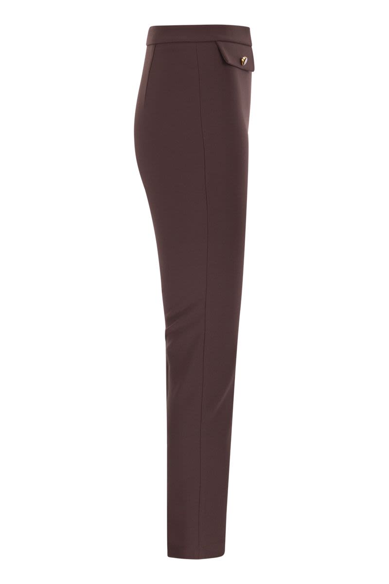 ELISABETTA FRANCHI Slim-Fit Double Crepe Trousers with Ankle Length