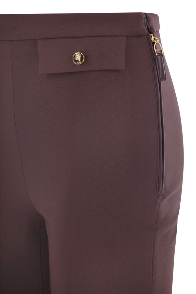 ELISABETTA FRANCHI Slim-Fit Double Crepe Trousers with Ankle Length