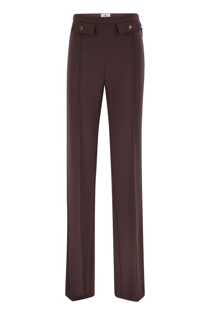 ELISABETTA FRANCHI Double Crepe Palazzo Trousers