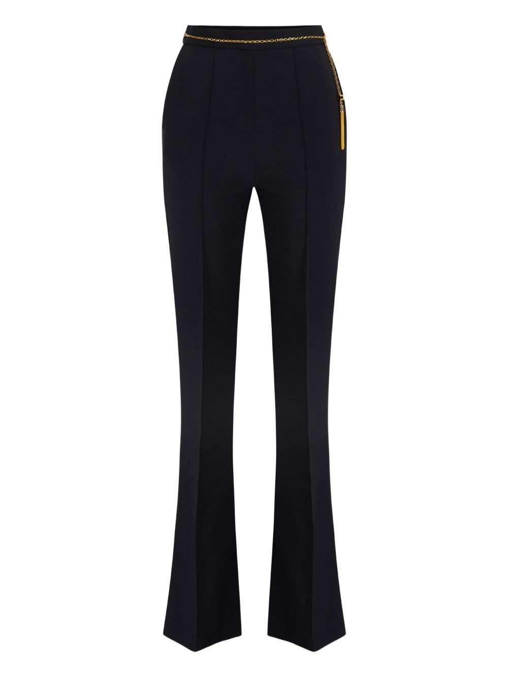 ELISABETTA FRANCHI Lightweight Crepe Trousers with Jewel Chain Accents
