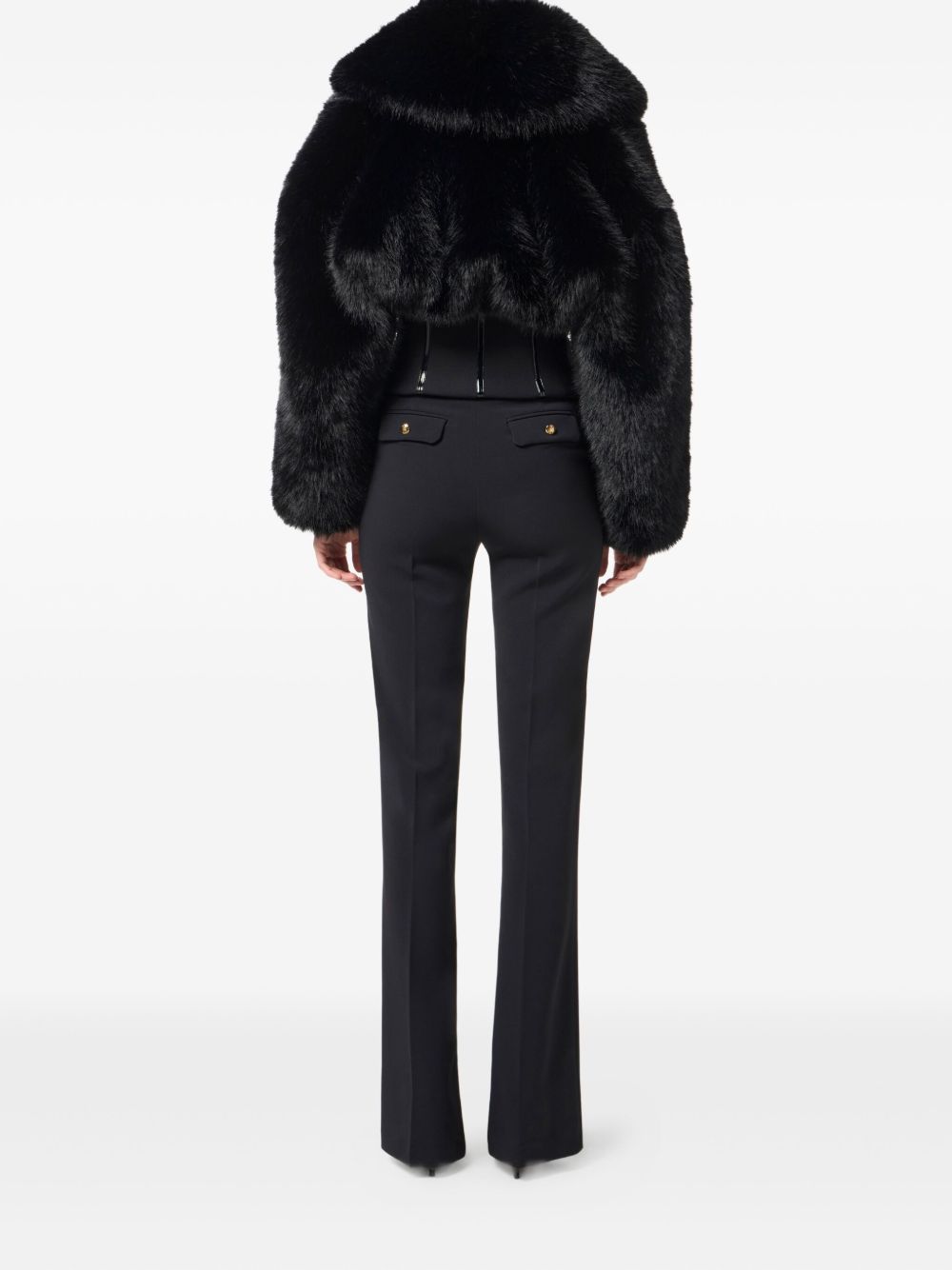 ELISABETTA FRANCHI Lightweight Crepe Trousers with Jewel Chain Accents