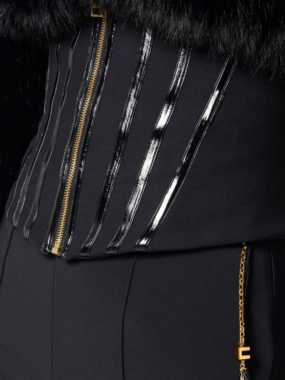 ELISABETTA FRANCHI Lightweight Crepe Trousers with Jewel Chain Accents