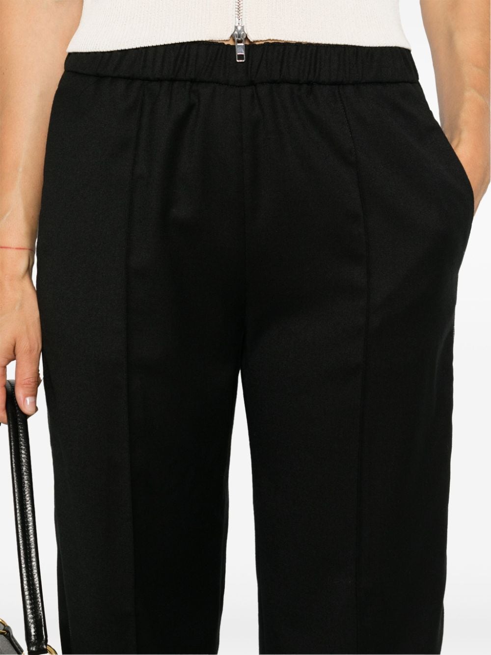 FABIANA FILIPPI Mid-Rise Wool Blend Trousers with Bead Embellishment