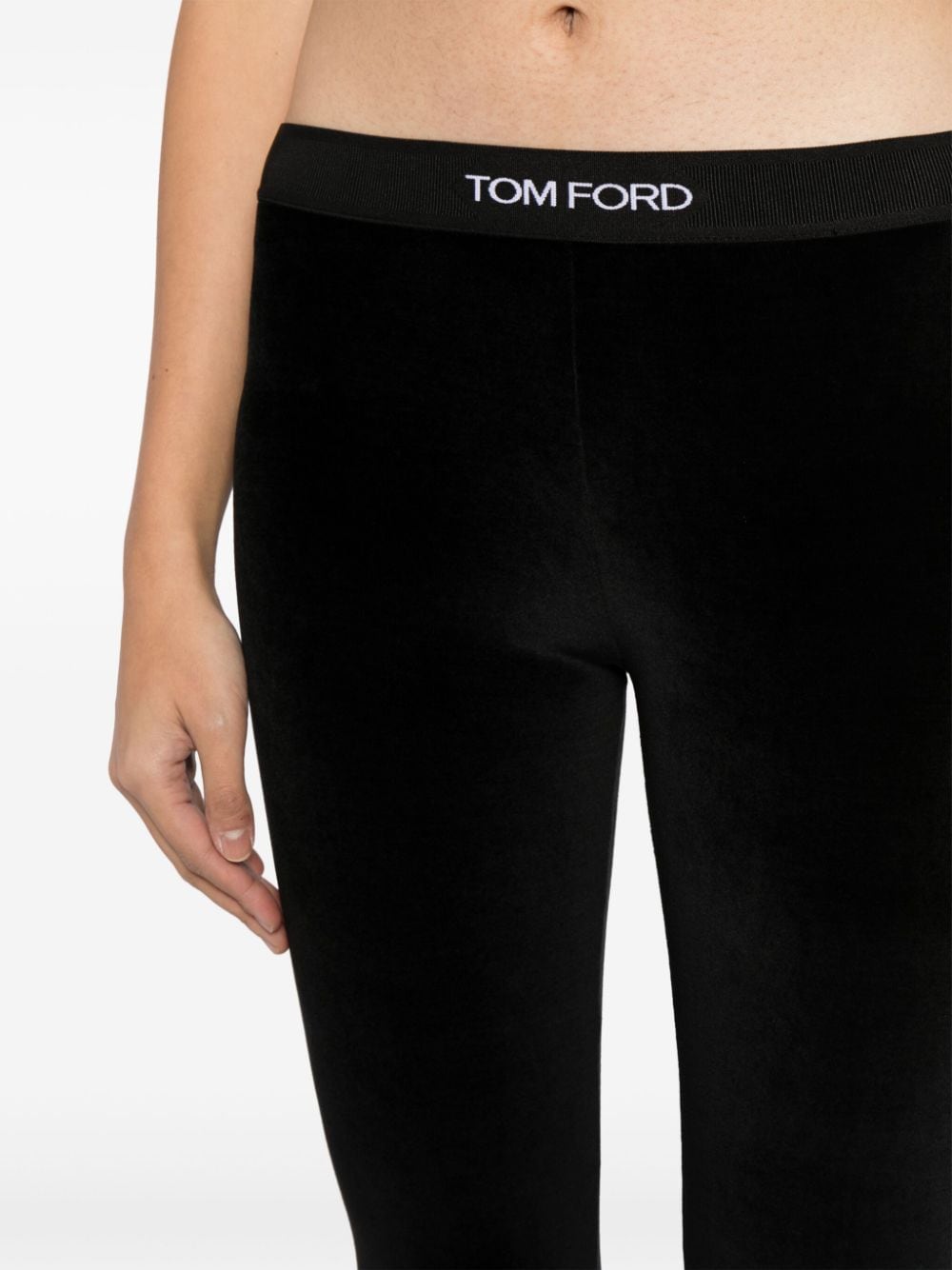 TOM FORD Velvet Leggings with Logo Waistband - Women's