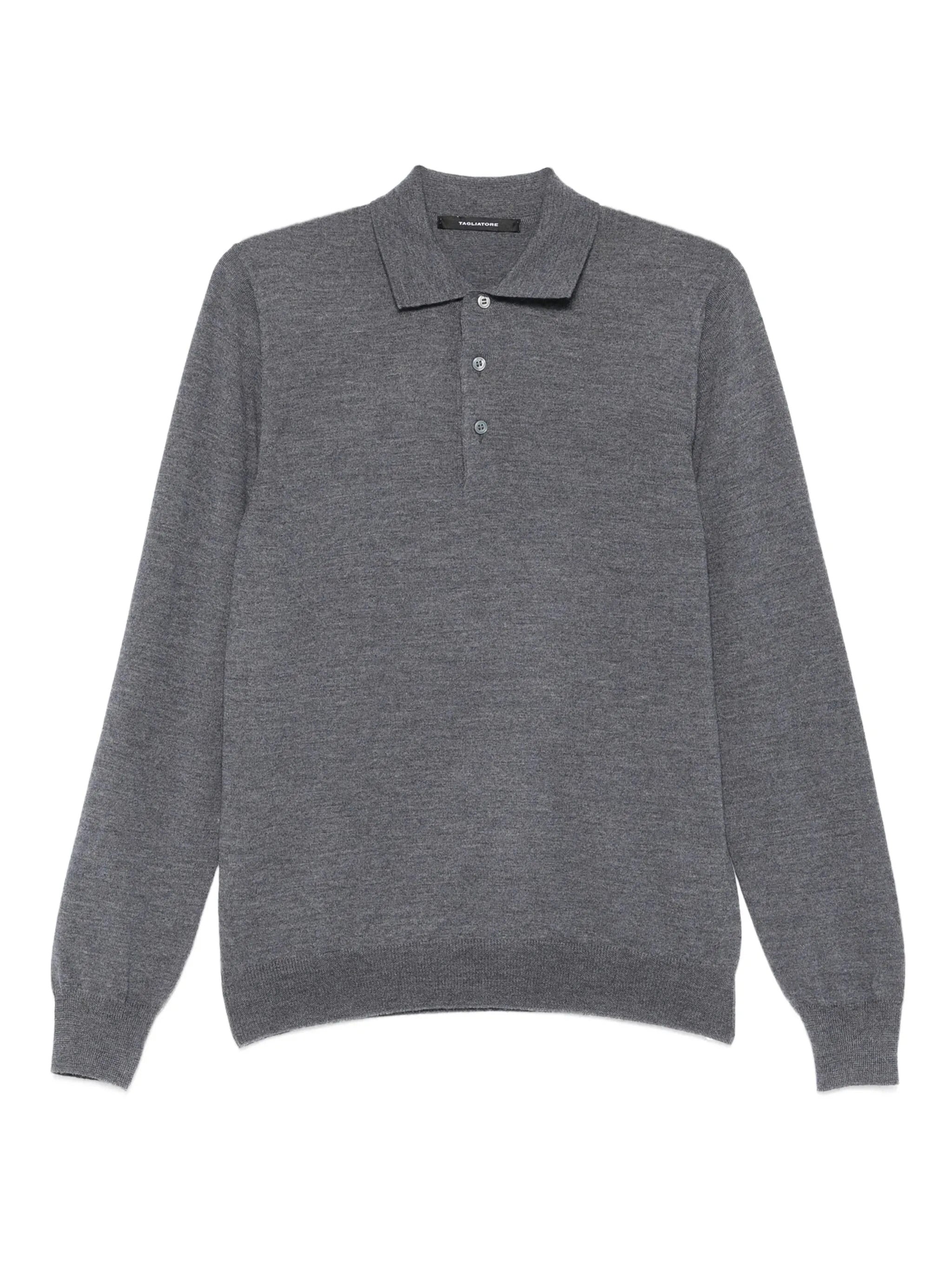 TAGLIATORE Classic Long Sleeve Wool Polo Shirt