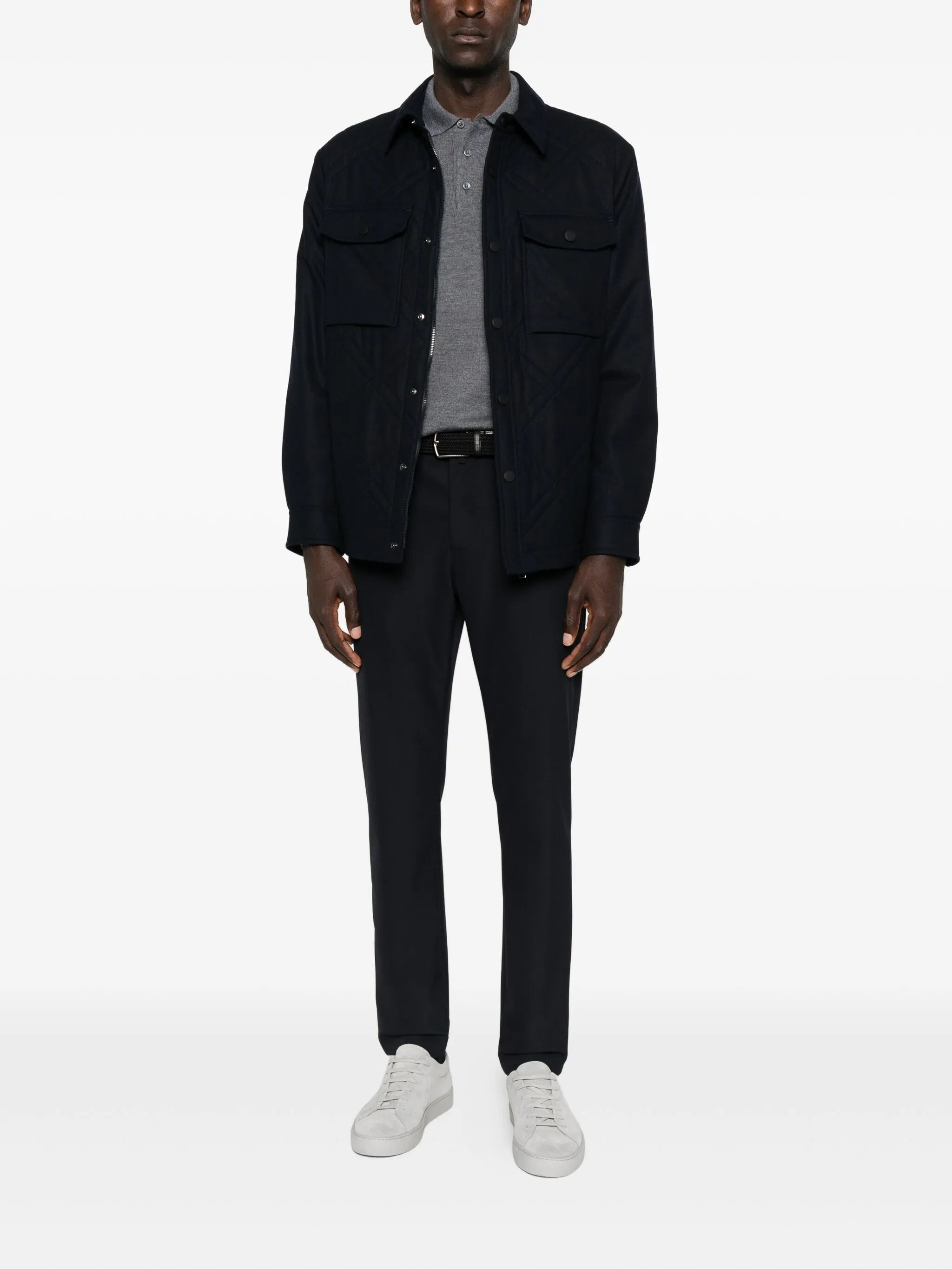 TAGLIATORE Classic Long Sleeve Wool Polo Shirt