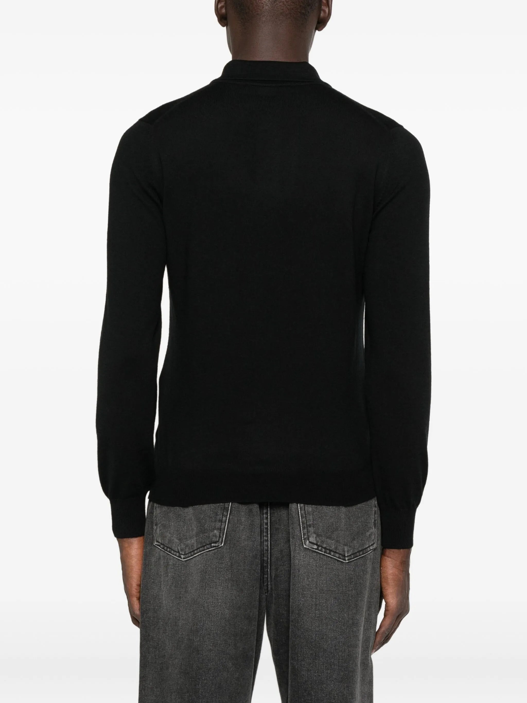 TAGLIATORE Classic Long Sleeve Wool Polo Shirt for Men