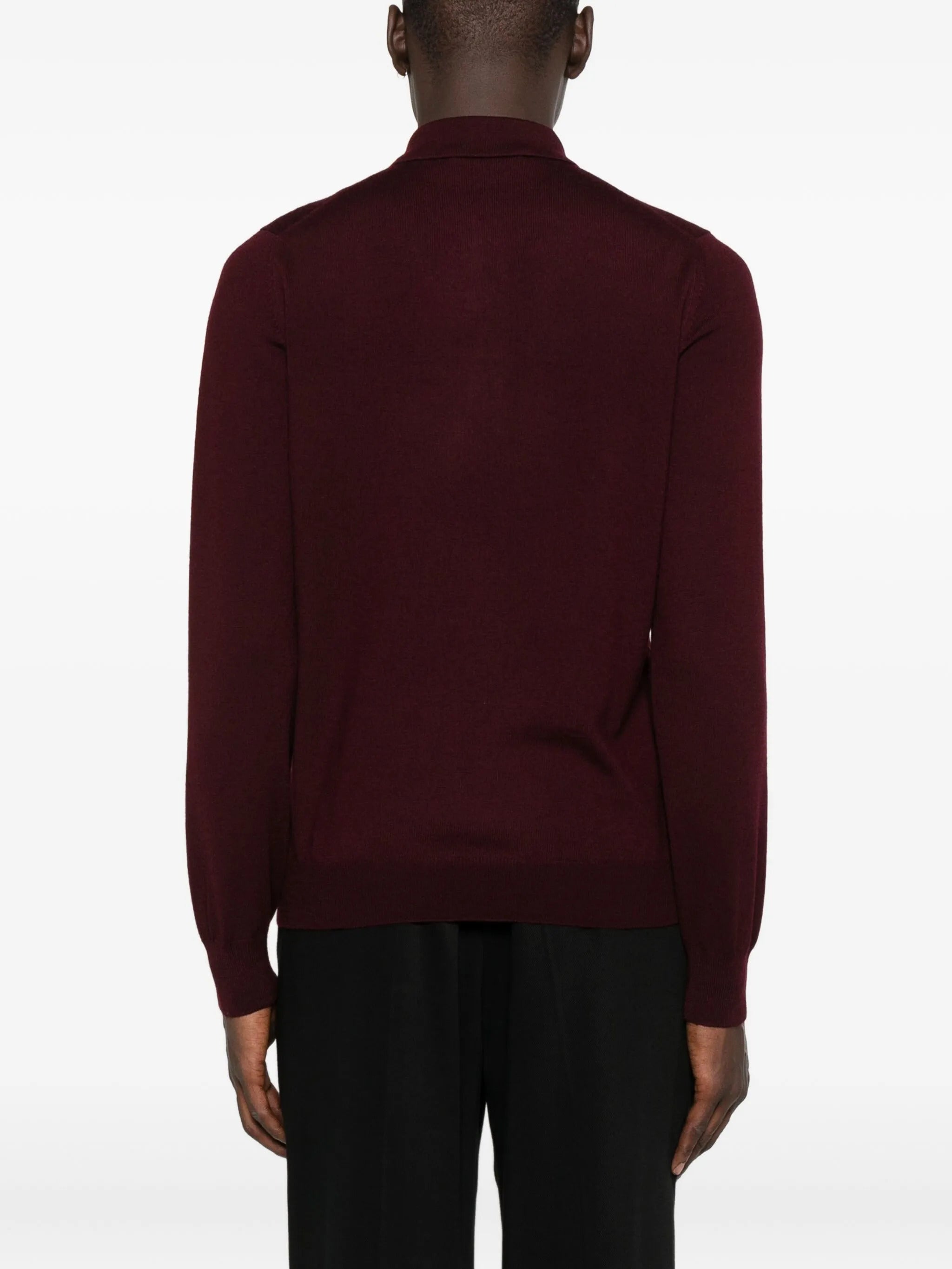 TAGLIATORE Classic Wool Polo Shirt with Long Sleeves