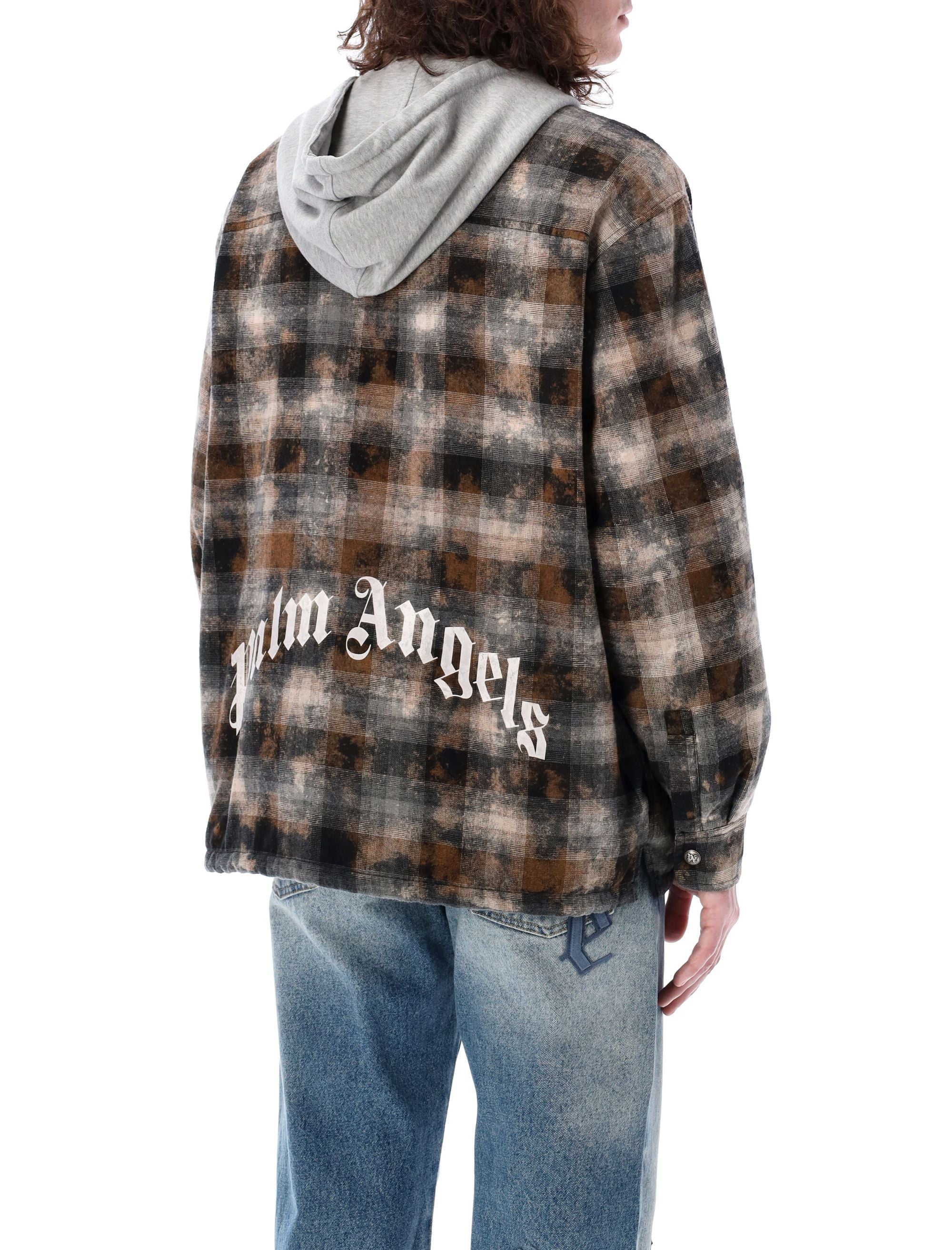 PALM ANGELS Curved Logo Check Padded Overshirt