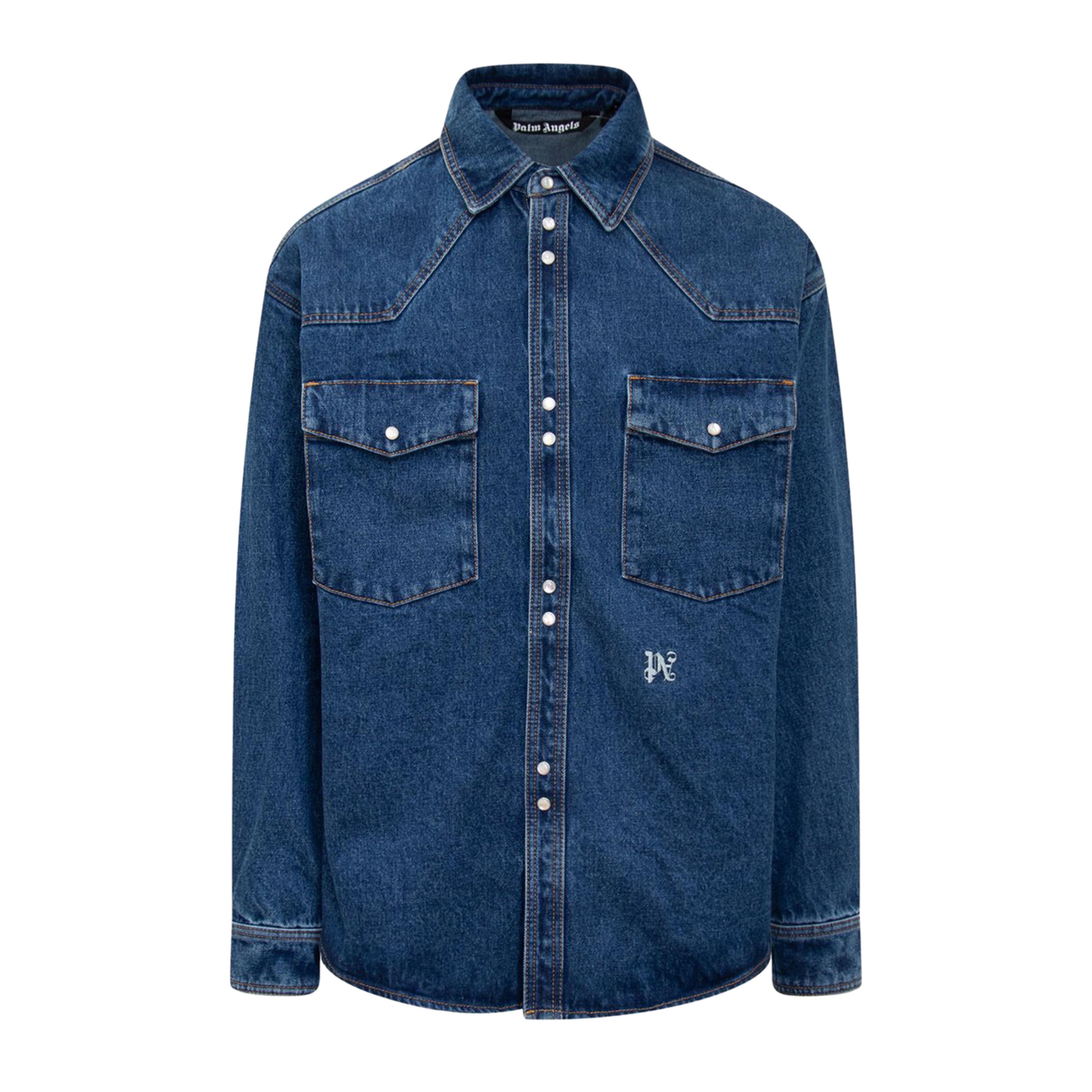 PALM ANGELS Long Sleeve Denim Shirt for Men