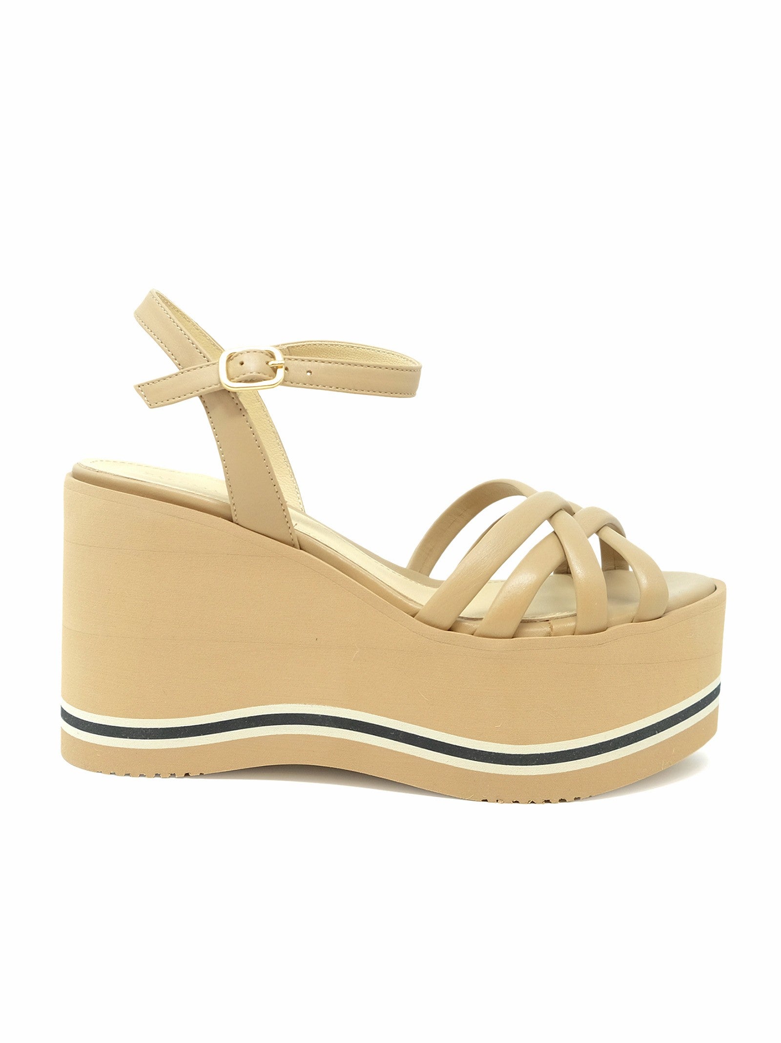 PALOMA BARCELÓ Elegant Leather Wedge Sandals with 100mm Heel