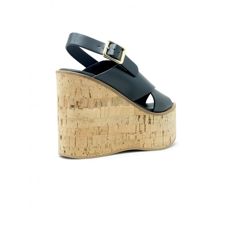 PALOMA BARCELÓ Chic Leather Begonia Wedge Sandals - 100 mm Heel