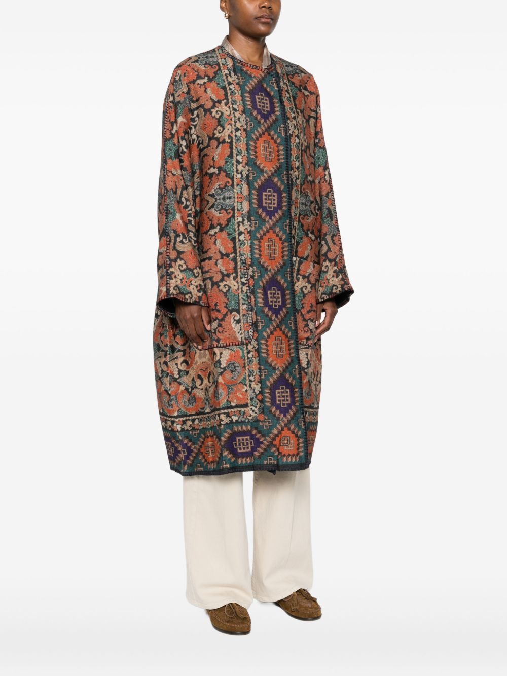 PIERRE LOUIS MASCIA Elegant Wool Kimono with Geometric Pattern for Women