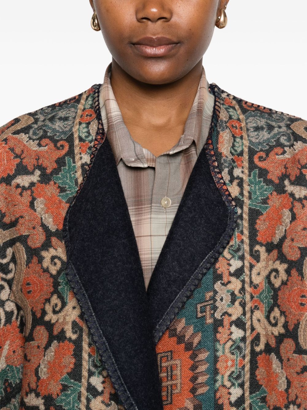 PIERRE LOUIS MASCIA Elegant Wool Kimono with Geometric Pattern for Women