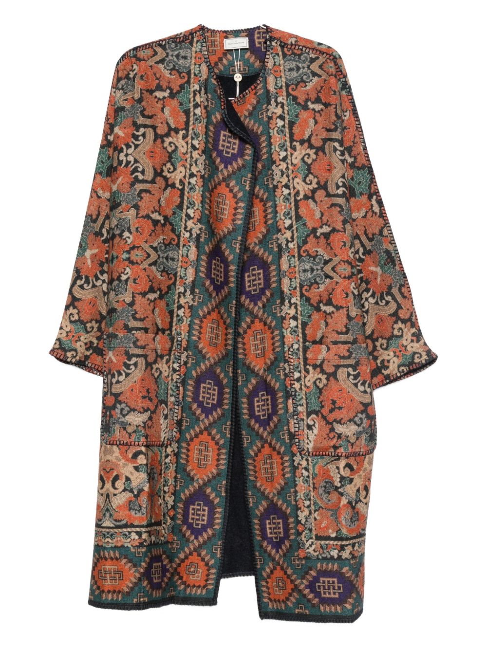PIERRE LOUIS MASCIA Elegant Wool Kimono with Geometric Pattern for Women