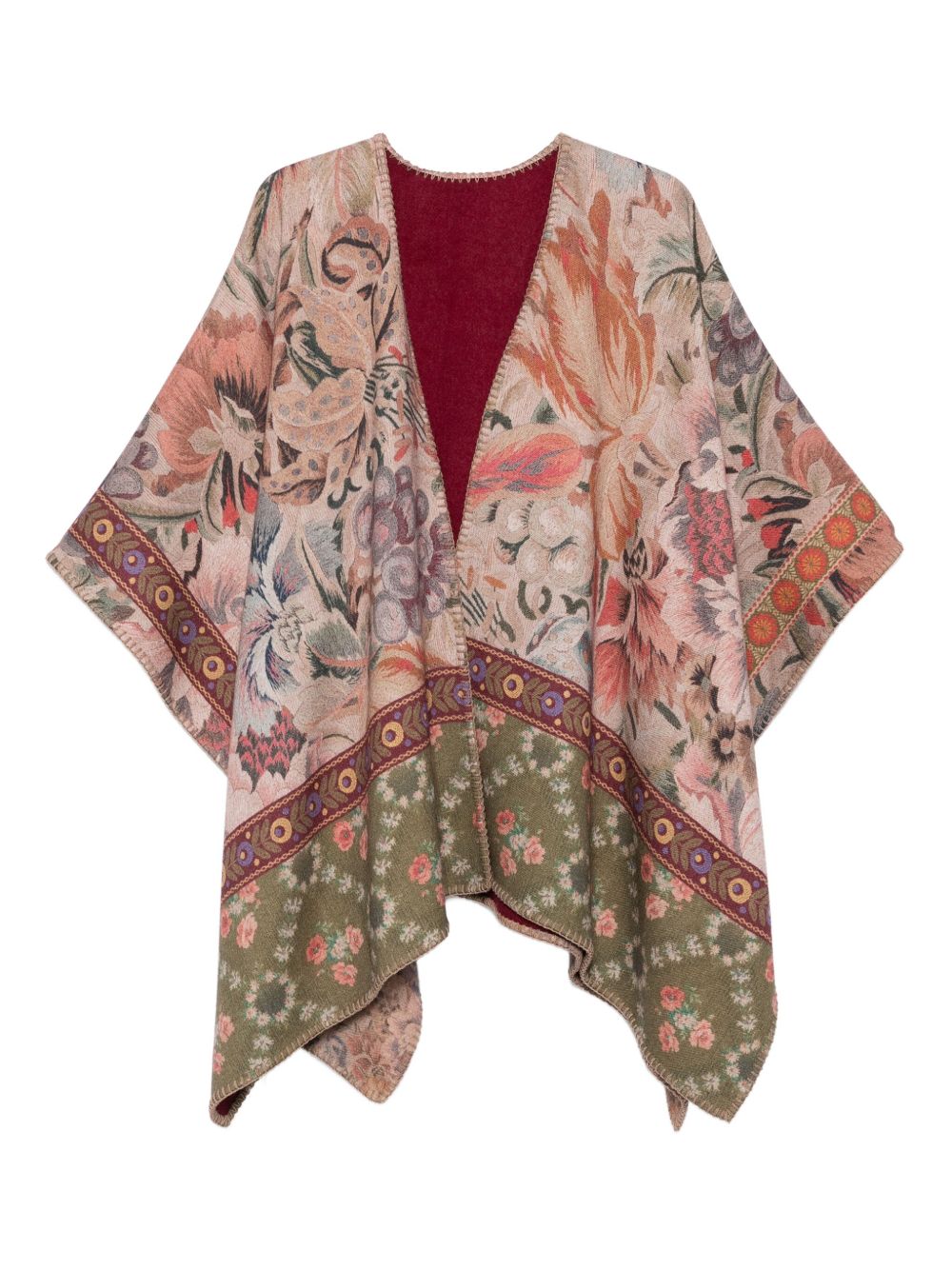 PIERRE LOUIS MASCIA Floral Tapestry Wool Printed Poncho