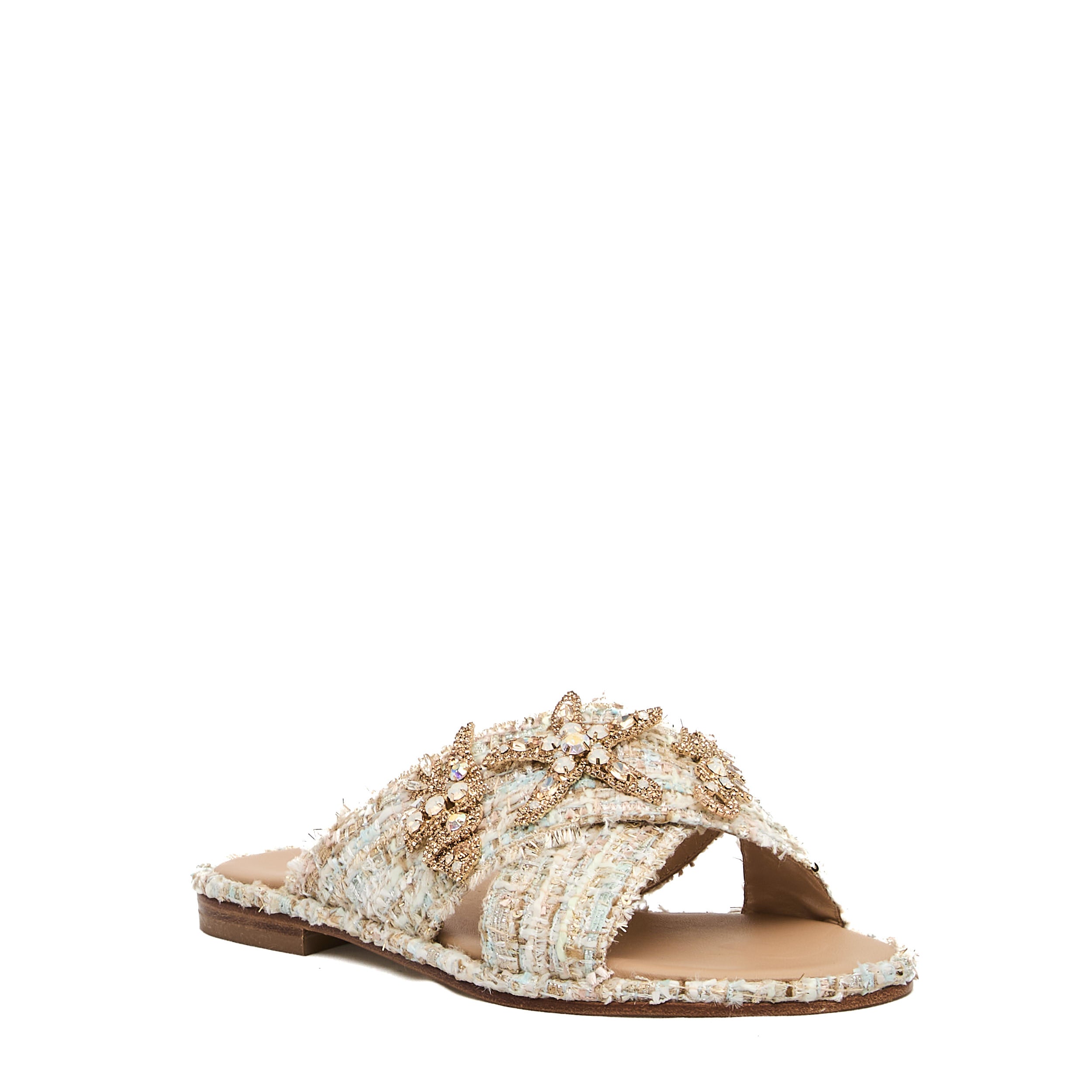 PAOLA FIORENZA Elegant Boucle Sandals with Strass Embellishment