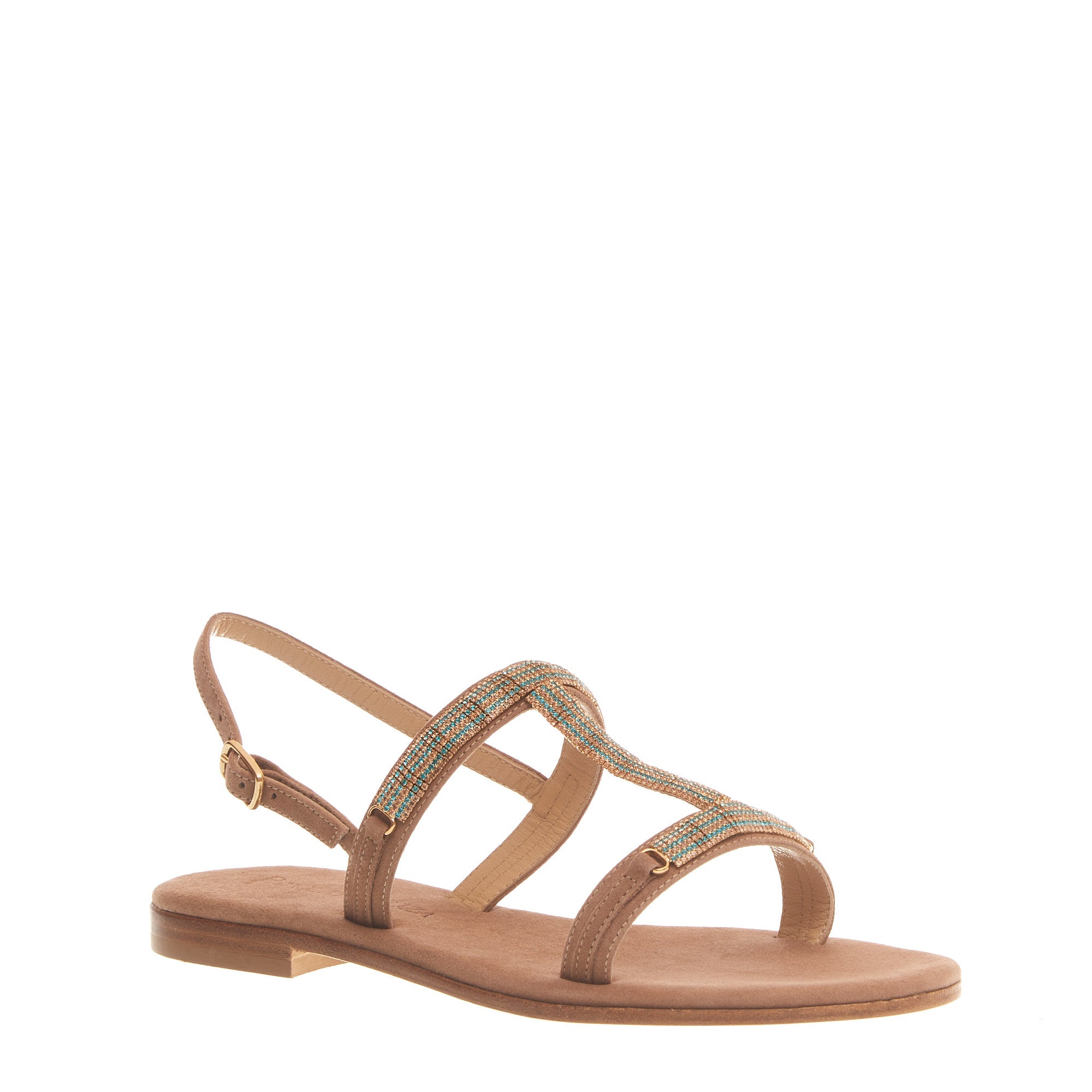 PAOLA FIORENZA Elegant Mini Suede Sandals with Crystal Accents