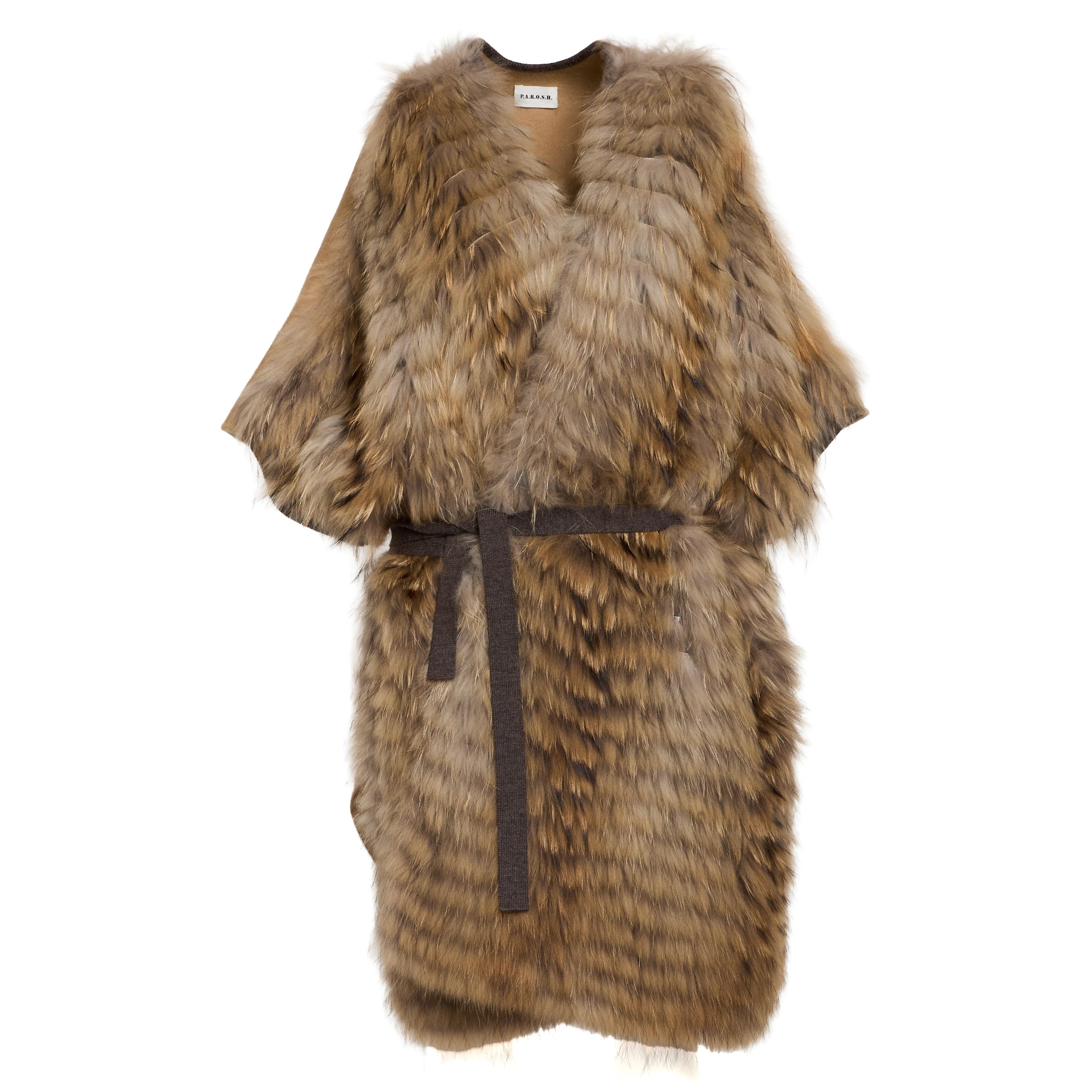PAROSH Sleeveless Cape-Style Gilet with Faux Fur Front