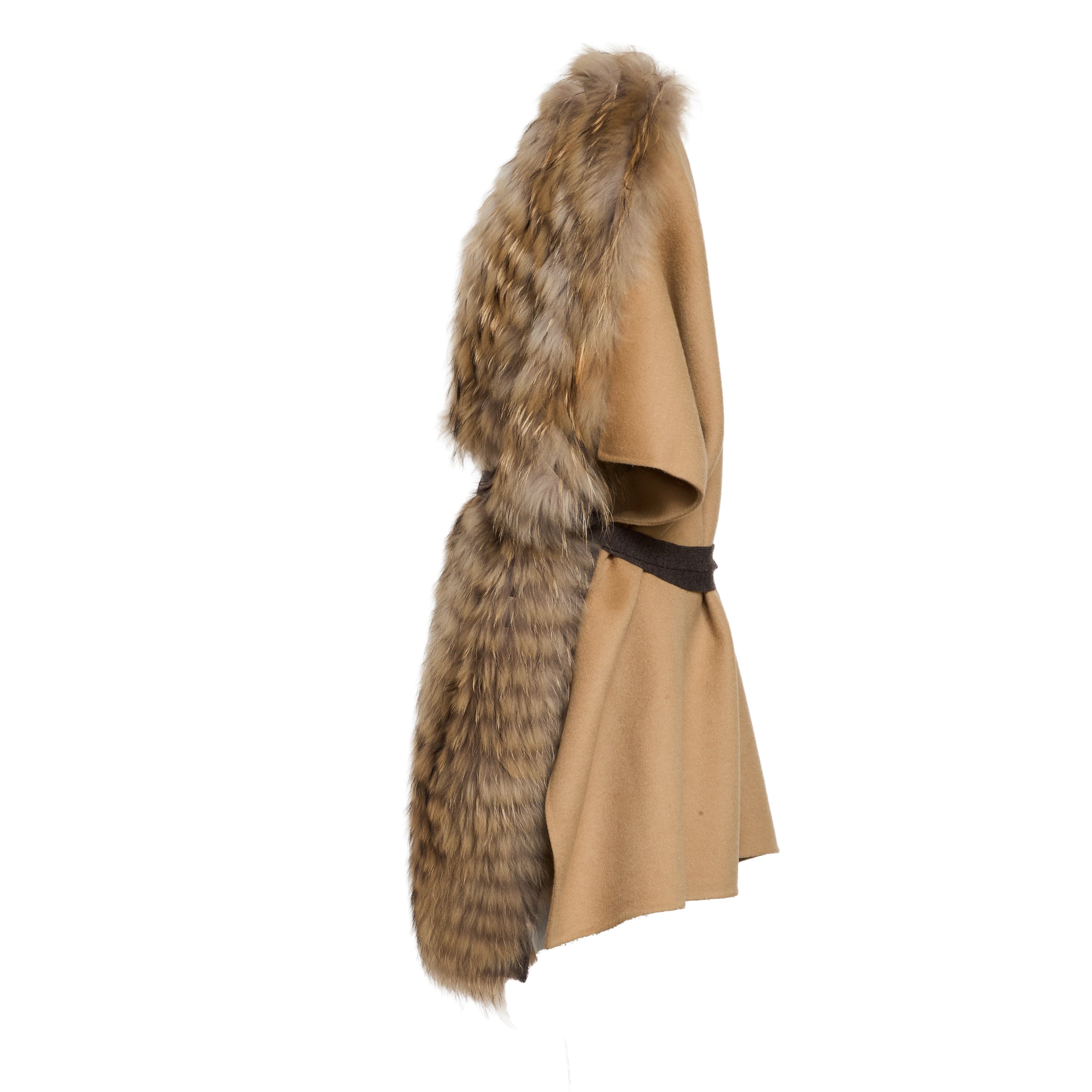 PAROSH Sleeveless Cape-Style Gilet with Faux Fur Front