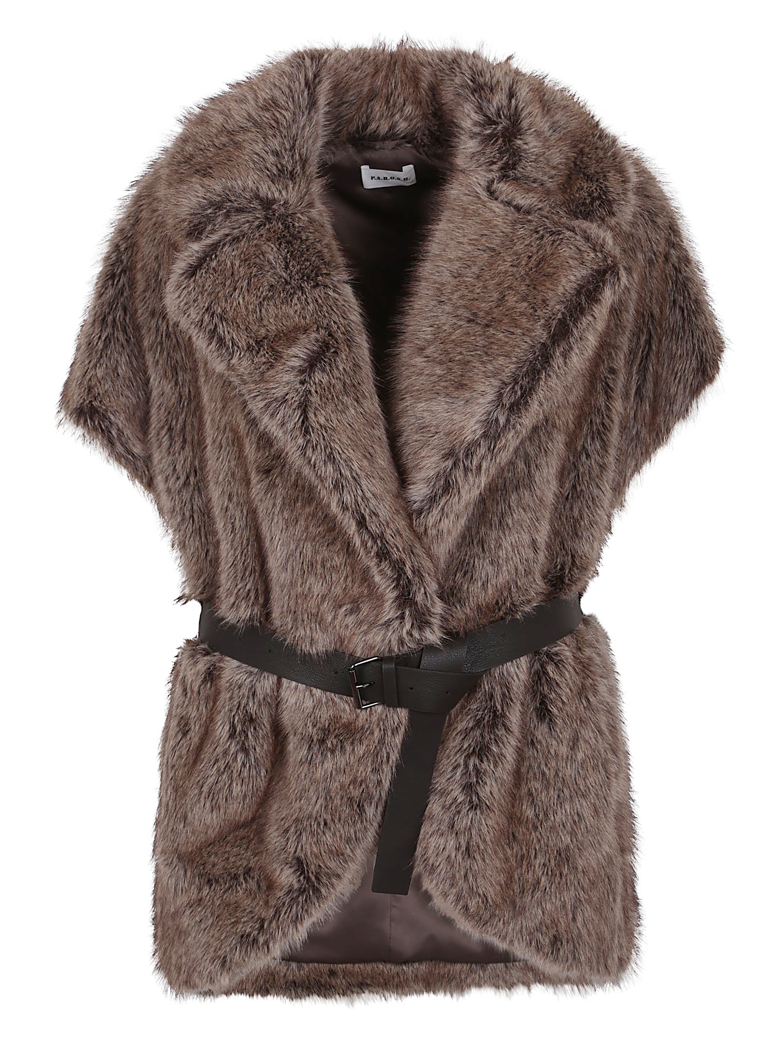 PAROSH Stylish Sleeveless Faux Fur Vest with Lapel Collar