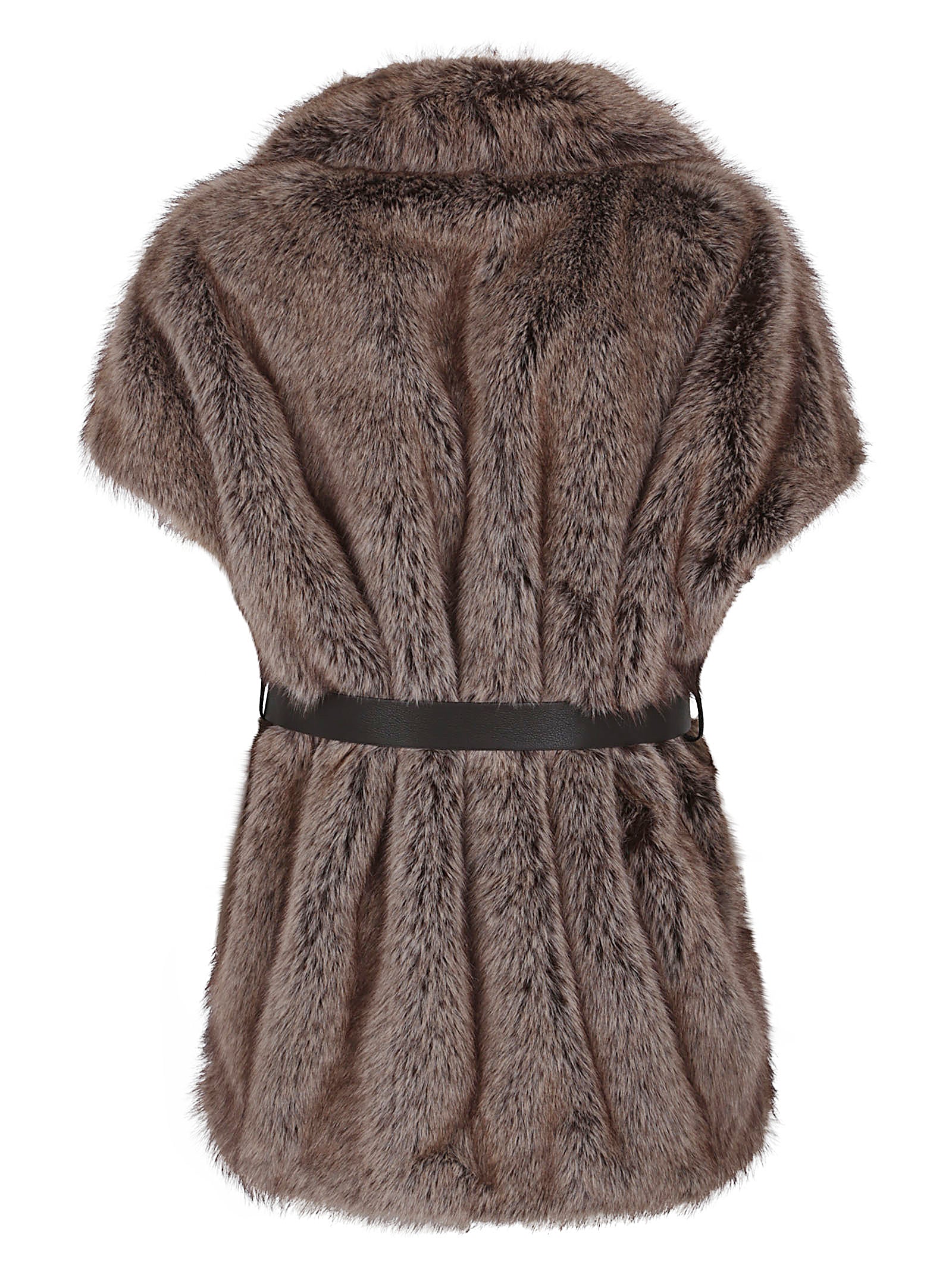 PAROSH Stylish Sleeveless Faux Fur Vest with Lapel Collar