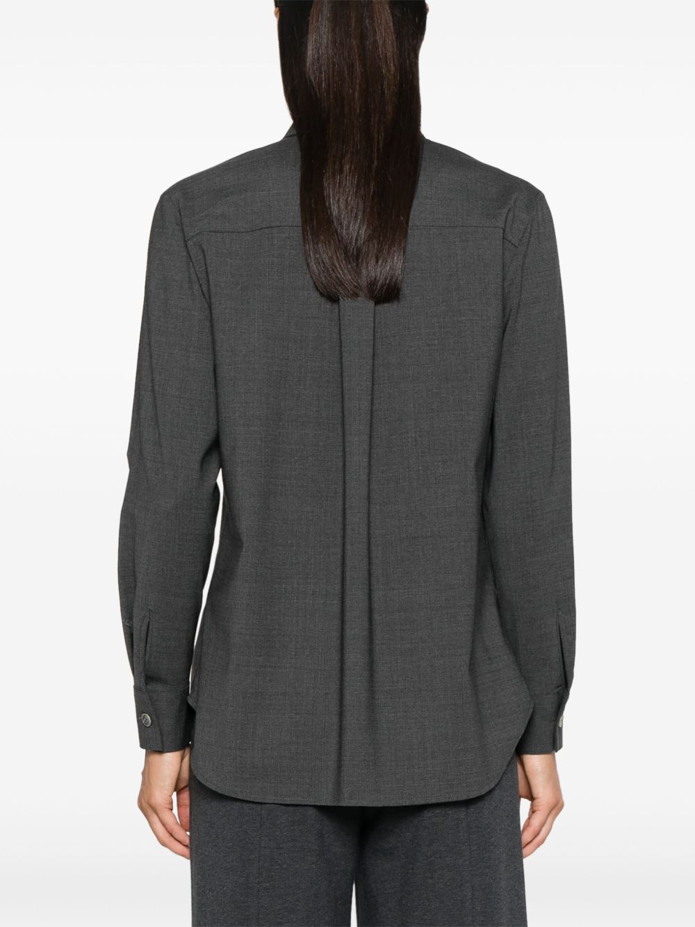 PAROSH Stretch Wool Shirt with Flap Chest Pockets - Women’s Fit