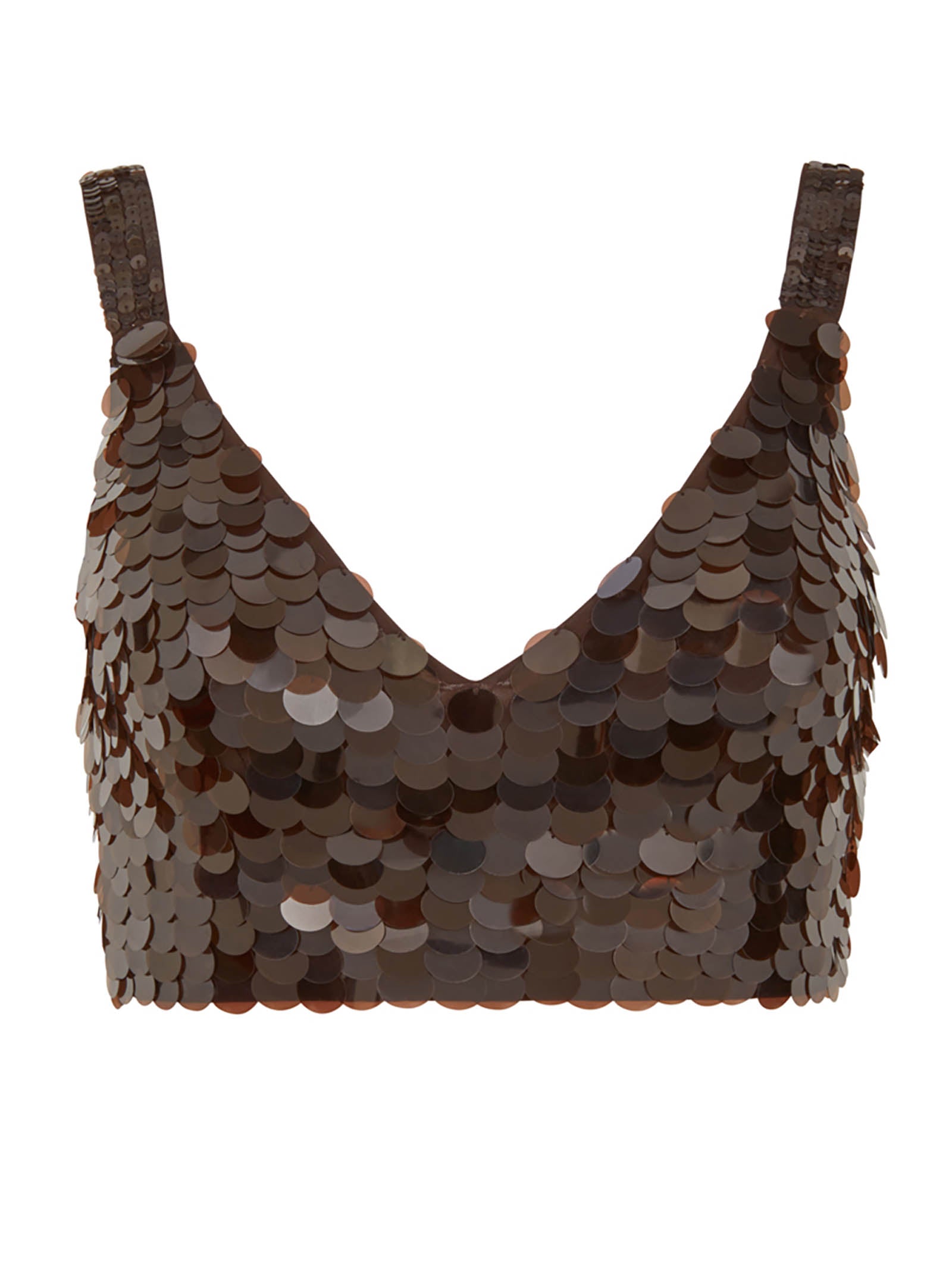 PAROSH Cropped Sequin Embellished Top for Women