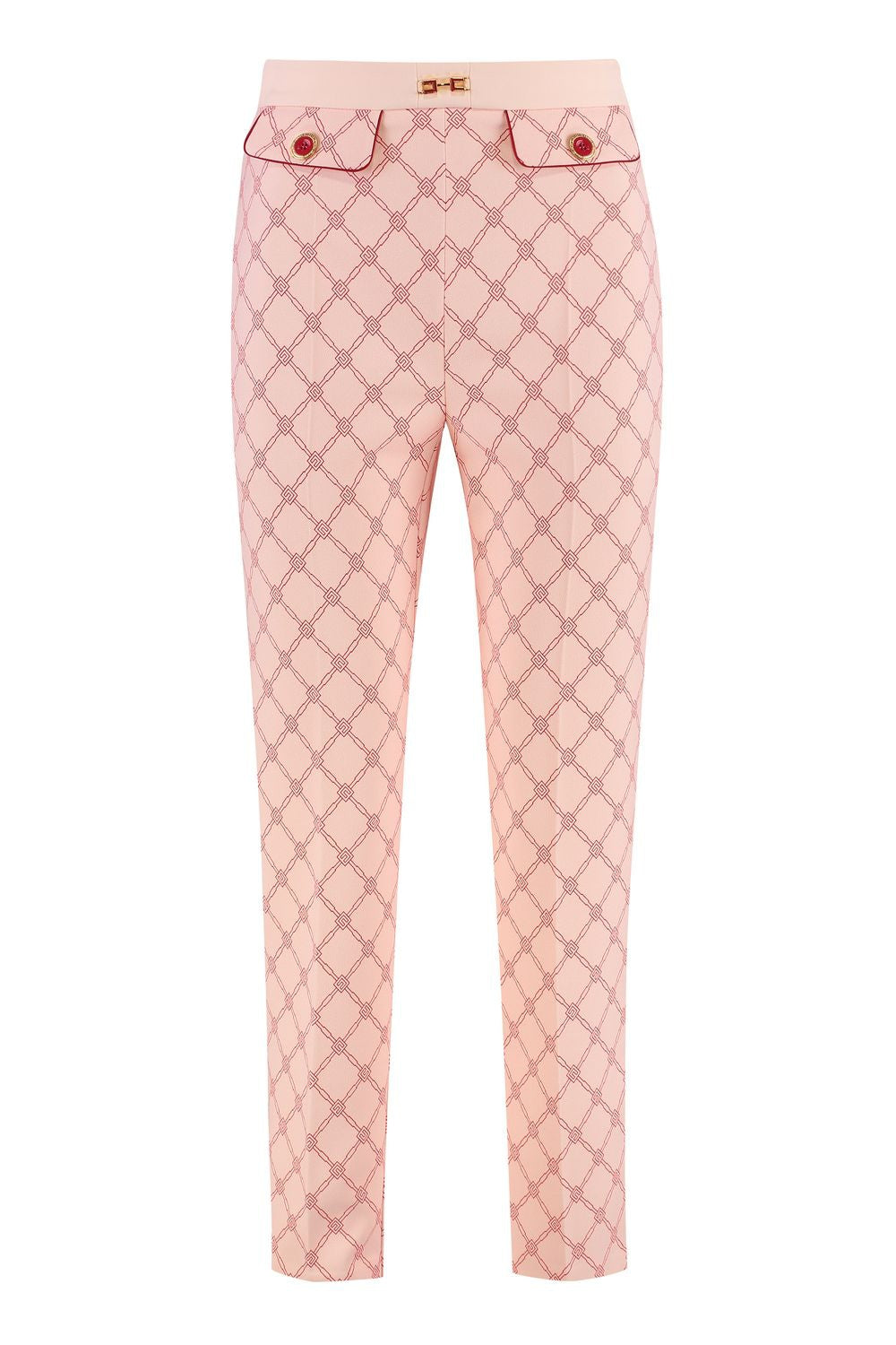 ELISABETTA FRANCHI Printed Creased Pleated Slim Fit Trousers