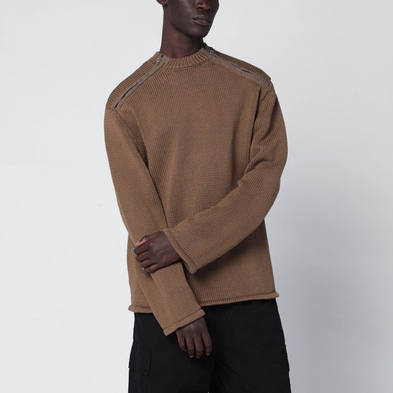OAMC Men's Cotton Sweater with Shoulder Zip Details