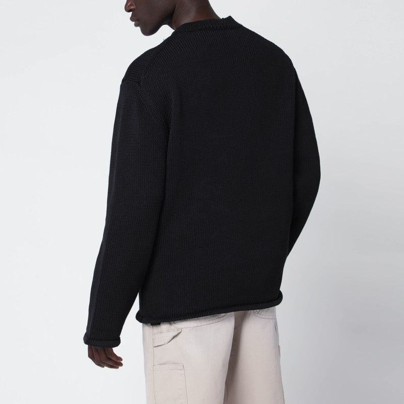 OAMC Men's Cotton Sweater with Shoulder Zip Details