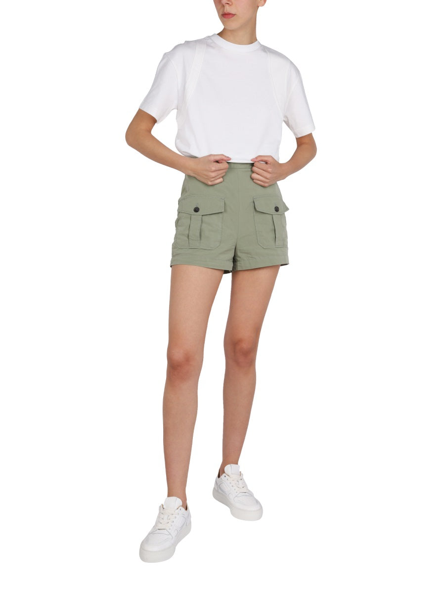 PHILIPPE MODEL Mini Women's Shorts with Side Button and Zipper Closure